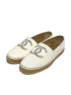 Chanel Espadrilles White CC Logo